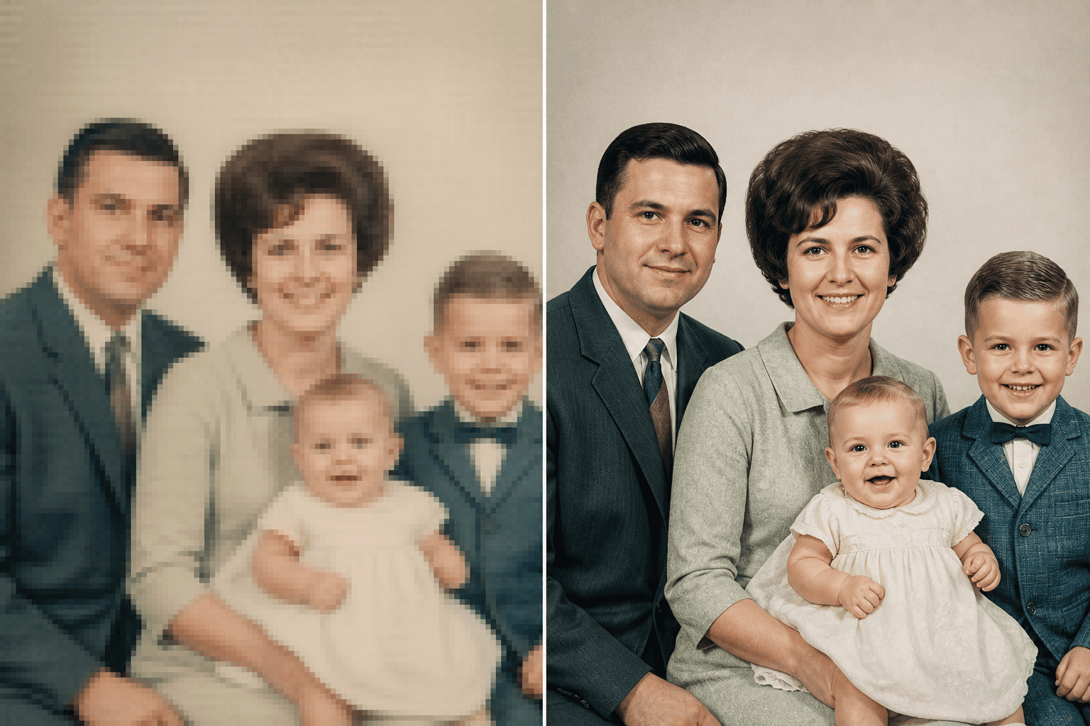 Comparación antes y después para aumentar calidad de imagen